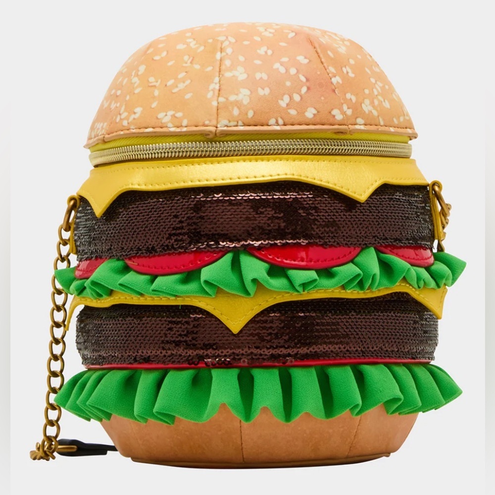 NIP 2025 Betsey Johnson Kitsch Nice Buns Crossbody Bag Double Cheeseburger 🍔